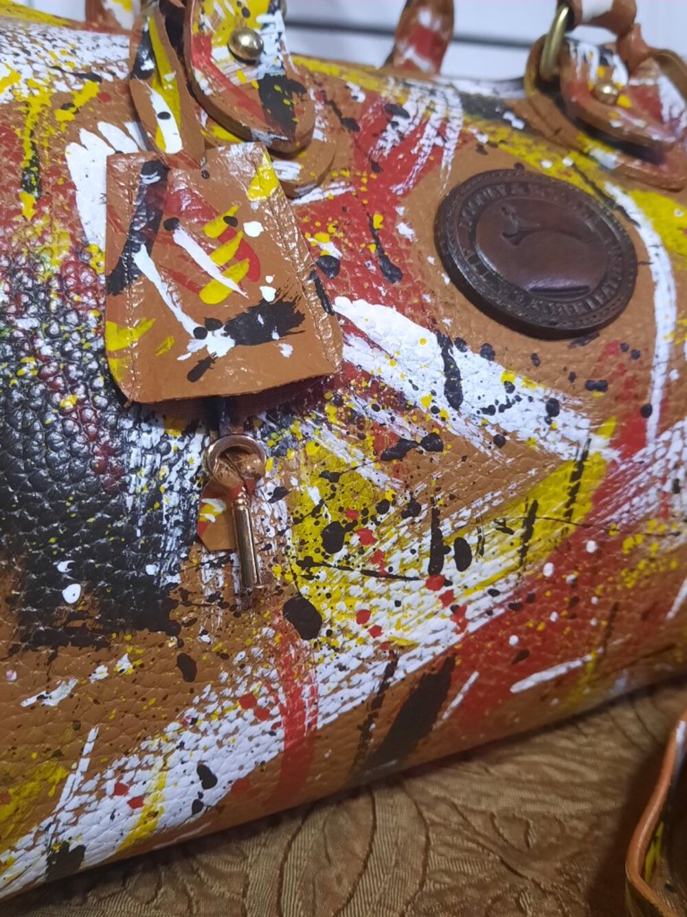 Dooney & Bourke Dipinta Inspired Hand Painted Vintage Speedy Style Barrel Bag - Picture 15 of 16